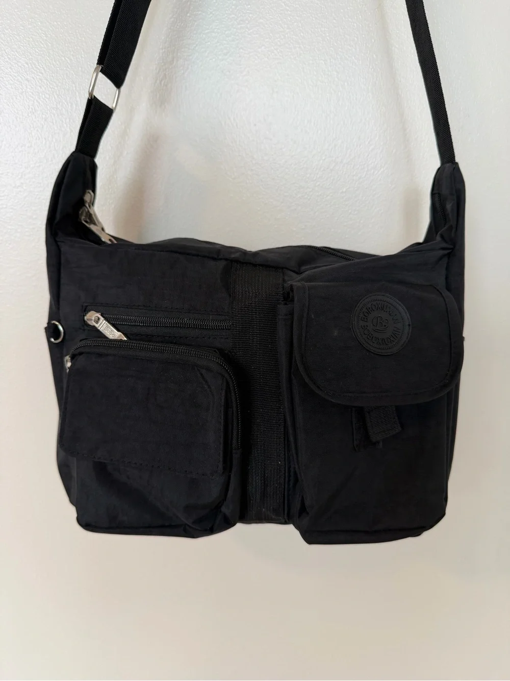 BoBo Xiuxian Women's Black Multi Pocket Hobo Bag with  Adjustable Strap